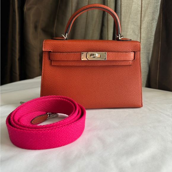 Hermes  Chevre Mysore Mini Kelly Sellier 20 Cuivre Rose Mexico - Picture 1 of 11